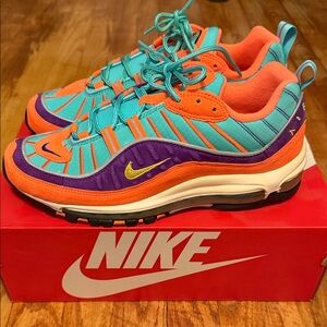 Nike Air Max 98 “cone” Turquoise, Orange & Purple Air Max Sneakers